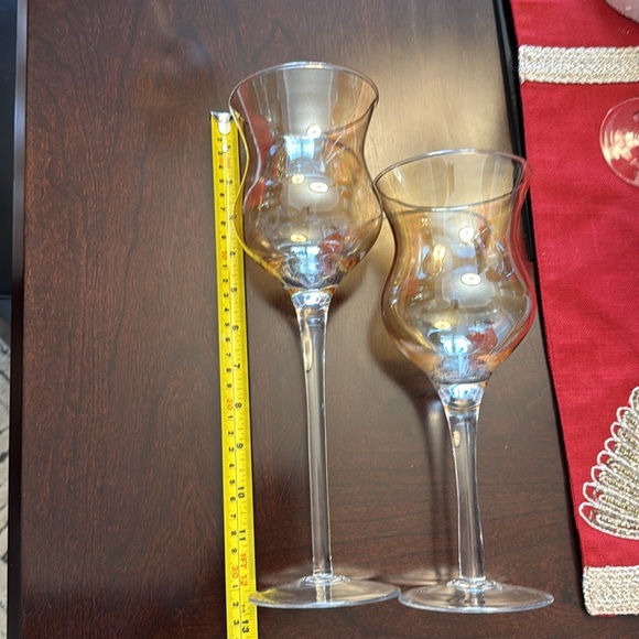 Set of 3 Long-stemmed Candle Holders with Iridescent Amber Finish- Beautiful! - Picture 6 of 7